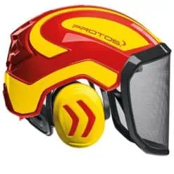 Casco protos integral amarillo rojo