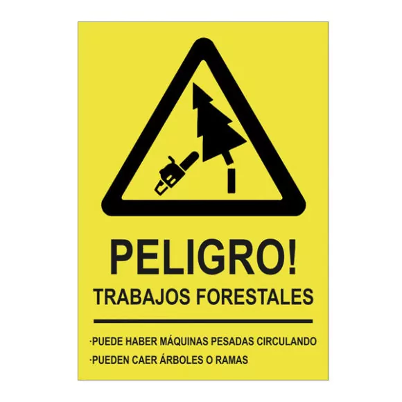 letrero peligro trabajos forestales